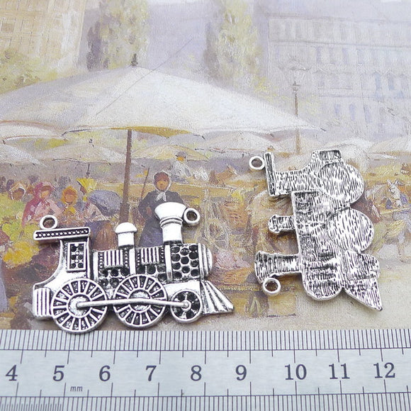 Newest 3Pieces 30*45mm Mixed Alloy Antique Silver Color Train Charms Keychain Vintage Pendant Accessory For DIY Jewelry Making