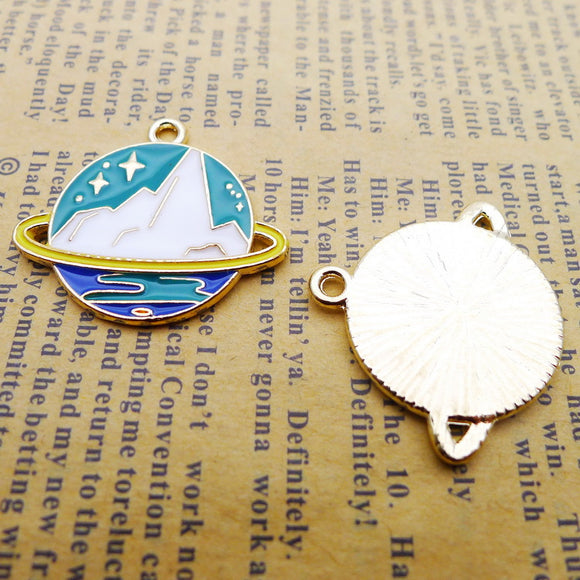 Newest 4 Pieces 25*30mm Mixed Alloy Antique Silver Color Pretty Planet Charms Keychain Pendant Accessory For DIY Jewelry Making