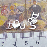 Newest 40Pieces 17*9mm Mixed Alloy Antique Silver Color I  Love U Charms Heart Bracelet Pendant Accessory For DIY Jewelry Making