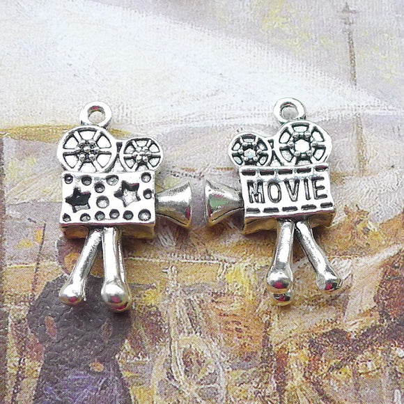 Newest 4Pieces 16*26mm Mixed Alloy Antique Silver Color Projector Charms Bracelet Pendant Accessory For DIY Jewelry Making