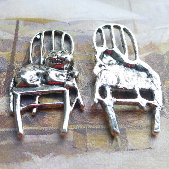 Newest 4Pieces 41*23mm Mixed Alloy Antique Silver Color Chair Cat Charms Vintage Pendant Accessory For DIY Jewelry Making