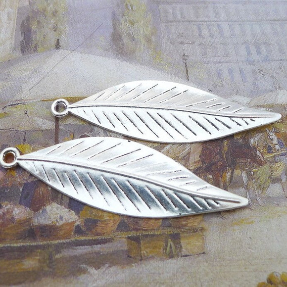 Newest 4Pieces 75*23mm Mixed Alloy Antique Silver Color Leaf Charms Necklace Keychain Pendant Accessory For DIY Jewelry Making