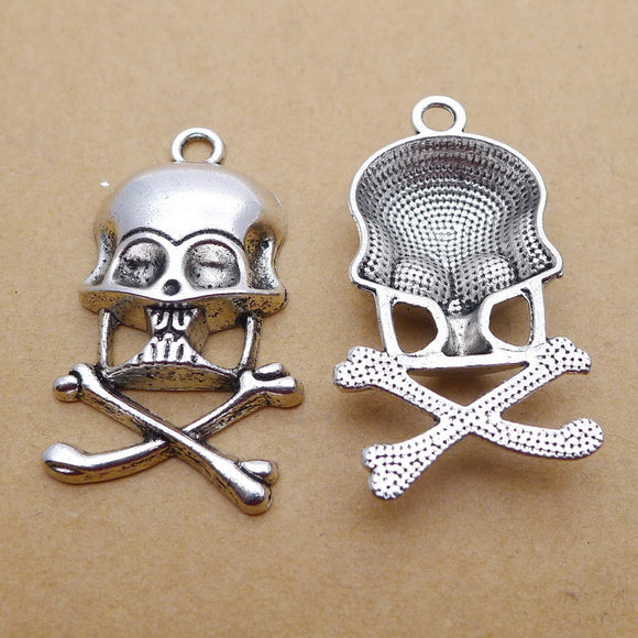 Newest 5Pcs 21*37mm Antique Silver Color Alloy Skull Wicca Charms Vintage Earrings Necklace Pendant For DIY Jewelry Making