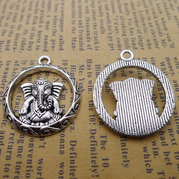 Newest 5Pcs 25*28mm Antique Silver Color Elephant Tibetan Charms Lucky Necklace Pendant Accessory Charms For Jewelry Making