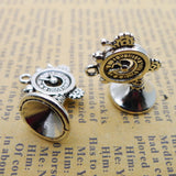 Newest 6Pcs 18*22mm Antique Silver Plated Alloy Trumpet Clock Charms Keychain Pendant Accessories Charms For Diy Jewelry Making