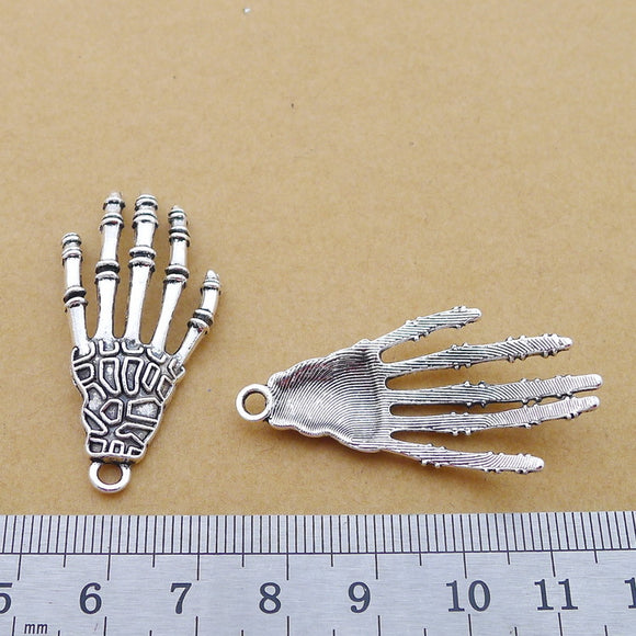 Newest 6Pcs 22*43mm Antique Silver Color Alloy Skeleton Hands Charms Wicca Necklace Pendant For DIY Jewelry Making Findings