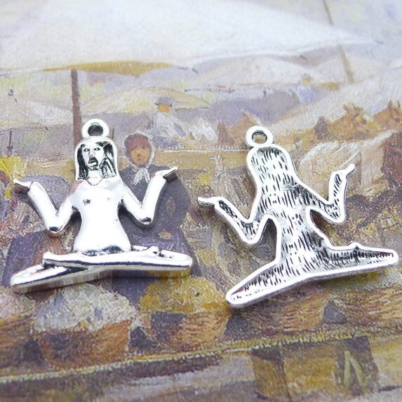 Newest 6Pieces 23*25mm Mixed Alloy Antique Silver Color Yoga Pharaoh Charms Bracelet Pendant Accessory For DIY Jewelry Making