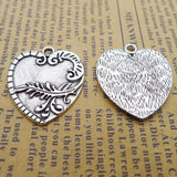Newest 6Pieces 24*27mm Mixed Alloy Antique Silver Color Heart Charms Necklace Earrings Pendant Accessory For DIY Jewelry Making