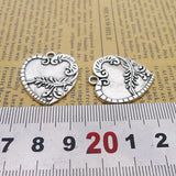 Newest 6Pieces 24*27mm Mixed Alloy Antique Silver Color Heart Charms Necklace Earrings Pendant Accessory For DIY Jewelry Making