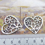 Newest 6Pieces 28*28mm Mixed Alloy Antique Silver Color Heart Flower Charms Necklace Pendant Accessory For DIY Jewelry Making
