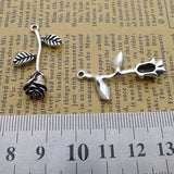 Newest 8 Pieces 20*34mm Mixed Alloy Antique Silver Color Rose Flower Charms Bracelet Pendant Accessory For DIY Jewelry Making