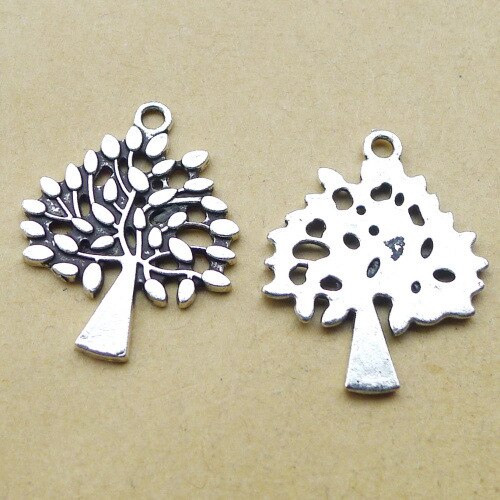 Newest 8Pieces 20*24mm Zinc Alloy Antique Silver Color Tree Charms Keychain Necklace Pendant Accessory For DIY Jewelry Handcraft