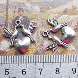 Newest 8Pieces 21*21mm Mixed Alloy Antique Silver Color Heart Bird Charms Necklace Pendant Accessory For DIY Jewelry Making