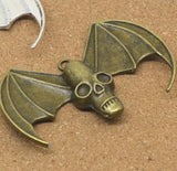 Newest Style 2 Pieces/Lot 40mm*60mm Antique Silver plated Or antique Bronze Diy Accessory Metal Bat Skull Charms For Jewelry