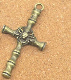 Newest Style 20 Pieces/Lot 25mm*47mm Antique Silver plated Or Antique Bronze Metal Spider Crosses Charms For Jewelry Making