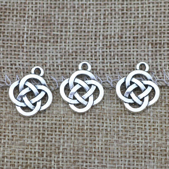 Newness 20 Pieces 19*15mm Mixed Alloy Antique Silver Color Chinese Knot Charms Keychain Pendant Accessory For DIY Jewelry Making