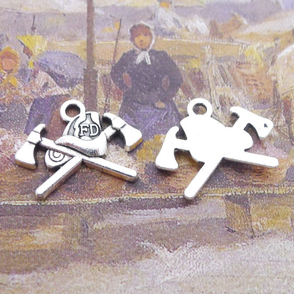 Newness 20 Pieces 19*16mm Mixed Alloy Antique Silver Color Fire Axe Charms Keychain Pendant Accessory For DIY Jewelry Making