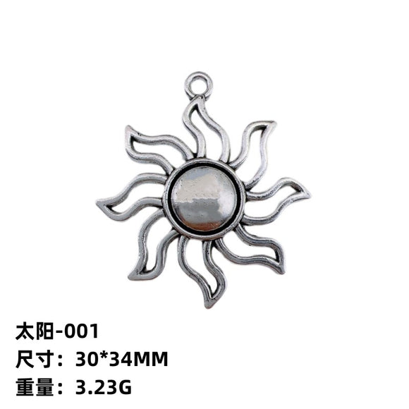 30*34MM 100pc Tibetan Silver Hollow Sun DIY Jewelry Accessories