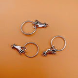 100pc Round Silver Plated Hand Palm Double Loop Connector DIY Alloy Jewelry Finding Pendant for Necklace, 19x34mm