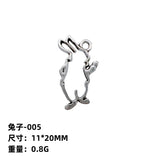 11*20MM 100pc Sterling Silver Hollow Out Gentleman Rabbit DIY Jewelry Accessories Earrings Necklace Alloy Pendant