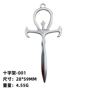 28*59mm 100pc Electroplated Tibetan Silver Vampire Cross DIY Jewelry Accessories Alloy Pendant Necklace,