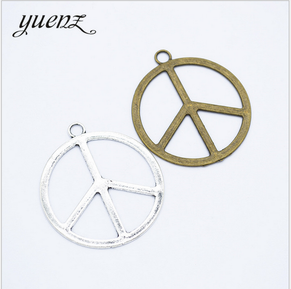 10pcs Charms Peace Symbol 42mm Tibetan Bronze Silver Color Pendants Antique Jewelry Making DIY Handmade Craft ef3597
