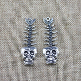 2 Pieces 20*60 mm Antique Silver Color Skeleton Wicca Charms Pendant For DIY Jewelry Making