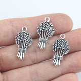 Newest 10Pieces 13*21mm Mixed Alloy Antique Silver Color Wheat Flower Charms Earrings Pendant Accessory For DIY Jewelry Making