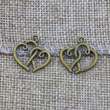 20 PCS/Lot 18.4mm*19.4mm antique silver plated diy handmade hollow out double heart charms pendants
