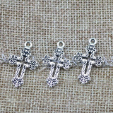 20 Pieces 16*26mm Mixed Alloy Antique Silver Color Cross Wicca Charms Bracelet Keychain Pendant Accessory For DIY Jewelry Making