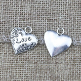 High Quality 20 Pieces/Lot 17mm*19mm Antique Silver Plated Love Heart Charm Pendant For Jewelry Making