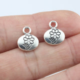 20 Pieces 24*22mm Mixed Alloy Antique Silver Color Flower Round Charms Bracelet Pendant Accessory For DIY Jewelry Making