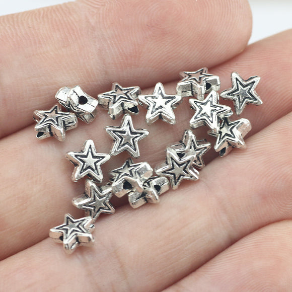 50 Pieces 7x6.5mm Antique Silver Color Star Charms Earrings DIY for Jewelry Making