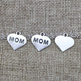 20Piece /lot 16*16mm Mixed Alloy Antique Silver Color Heart Love Mom Charms Keychain Pendant Accessory For DIY Jewelry Making