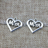 20 Pieces 20x21mm Antique Silver Color Love for Mom Charms Necklace Bracelet For DIY Jewelry Making