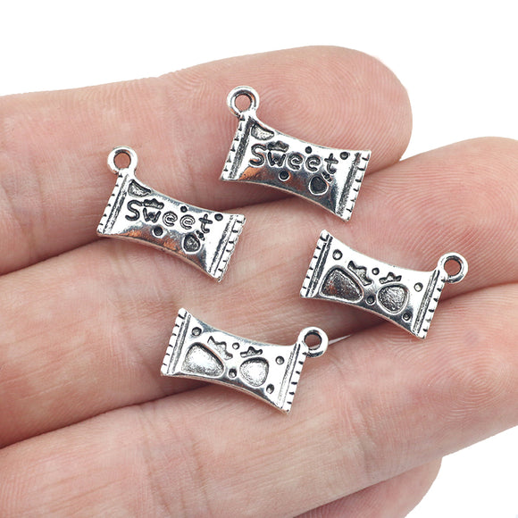 12pcs/lot 10*17mm Antique Silver Color Sweet Candy Charms Pendant EF3720