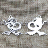 6 Pieces 30x29mm Antique Silver Color Mermaid Charms Keychains Bracelet For DIY Jewelry Making