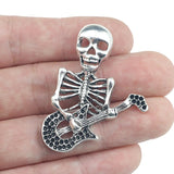 3 Pieces 34*46mm Antique Silver Color Music Skeleton Wicca Charms Keychain Pendant For DIY Jewelry Making