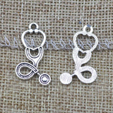 15 Piece 15*27 mm Mixed Alloy Antique Silver Color Echometer Medical Charms Keychain Pendant Accessory For DIY Jewelry Making