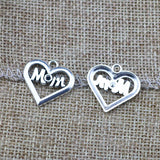 20 Pieces 20x21mm Antique Silver Color Love for Mom Charms Necklace Bracelet For DIY Jewelry Making