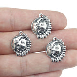 15 Pieces 16*20mm Antique Silver Color Mixed Alloy Sun&amp;Moon Charms Pendant Accessory For DIY Jewelry Making
