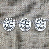 15 Pieces 15x18mm Antique Silver Color Flower Lucky Charms Keychains Bracelet For DIY Jewelry Making