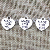 30 Pieces 15x14mm Antique Silver Color Heart-shaped Charms Alphabet Neacklace For DIY Jewelry Making