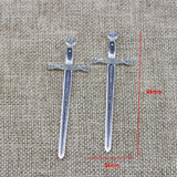 4 Pieces 24*86mm Newest Style Mixed Alloy Antique Silver Color Sword Charms Pendant Accessory For DIY Jewelry Making