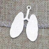 4 Pieces 30x40mm Antique Silver Color Lung Medical Charms Keychains Bracelet For DIY Jewelry Making