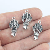 Newest 10Pieces 13*21mm Mixed Alloy Antique Silver Color Wheat Flower Charms Earrings Pendant Accessory For DIY Jewelry Making
