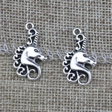 50 Pieces/Lot 15mm*24mm Alloy Antique Silver Plated Lucky Unicorn Charms  DIY Bracelet Jewelry