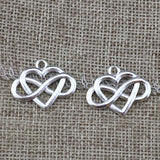 High Quality 20 Pieces/Lot 20mm*25mm Alloy Metal Silver Plated Infinity Heart Endless Love Charm Pendant For Jewelry Making