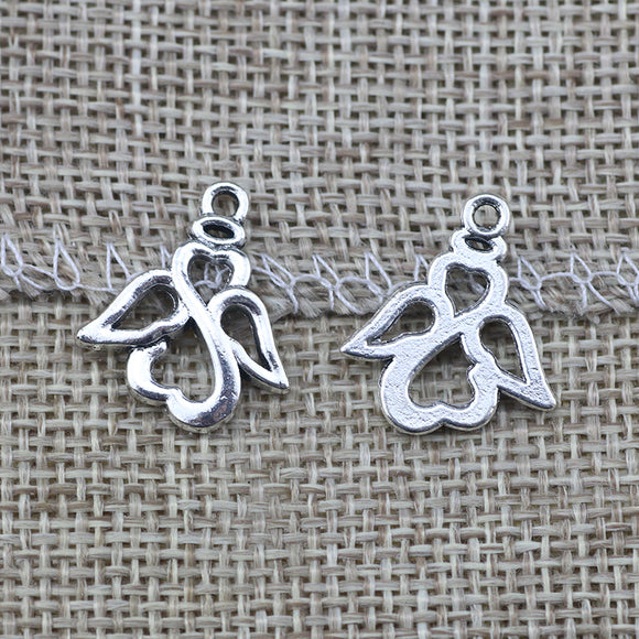 12Pieces/lot 17x20mm Small Alloy Angel  Charm Antique Silver Color Heart Charms Wings of Liberty Jewelry Making Craft Pendant