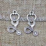 15 Piece 15*27 mm Mixed Alloy Antique Silver Color Echometer Medical Charms Keychain Pendant Accessory For DIY Jewelry Making